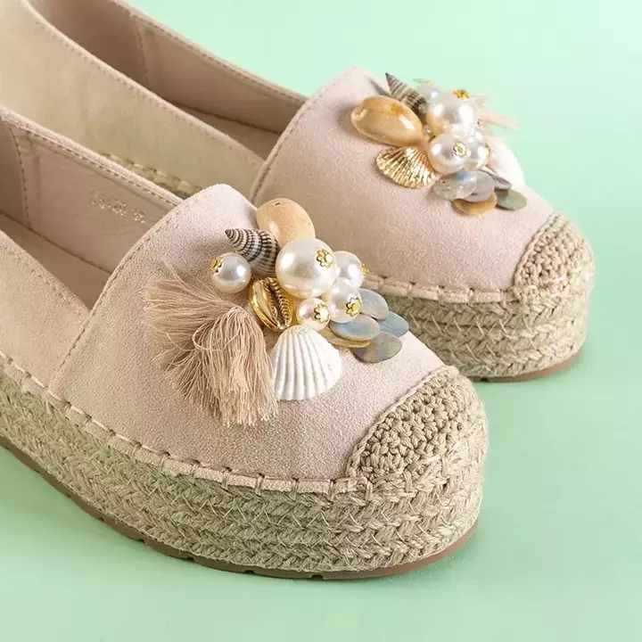 OUTLET Damen Espadrilles beige mit Ainura Ornamenten - Schuhe