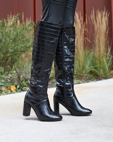 OUTLET Damen Stiletto-Stiefel mit Prägung in schwarz Mastiu- Footwear