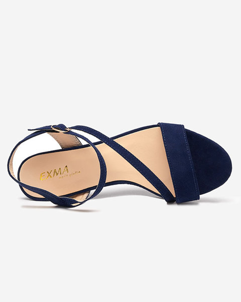 OUTLET Damensandalen auf einem Pfosten in der marineblauen Farbe von Klodu- Shoes