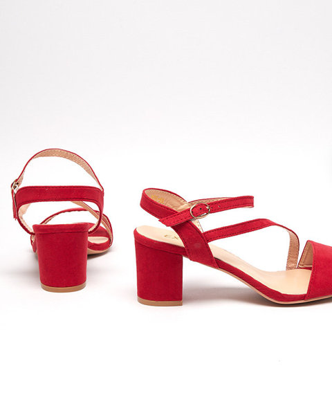 OUTLET Damensandalen auf einem Pfosten in rot Klodu-Schuhe