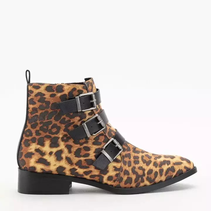 OUTLET Damenstiefel mit Leopardenmuster und flachen Absätzen Leopardo - Schuhe