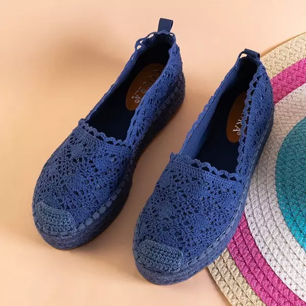 OUTLET Durchbrochene Espadrilles in Cobalt für Damen auf der Abra-Plattform - Schuhe
