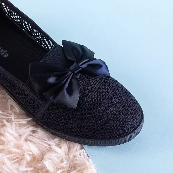 OUTLET Durchbrochener Slip für Damen in Marineblau - mit Schleife Azaria - Schuhe