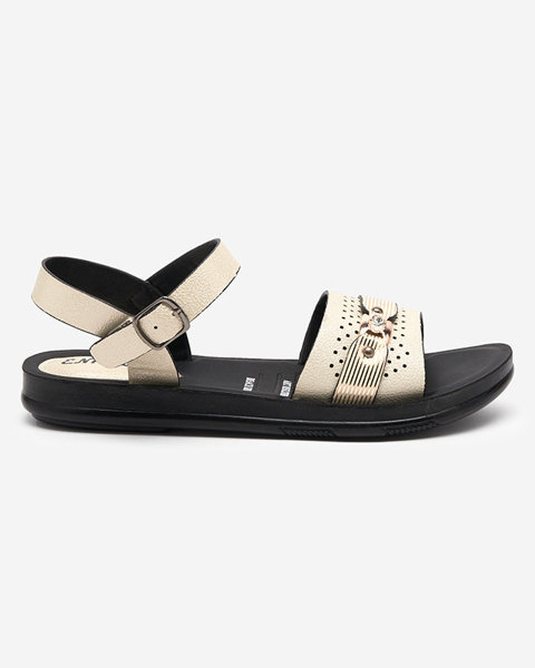 OUTLET Flache Sandaletten für Damen in glänzendem Beige Nafi- Footwear