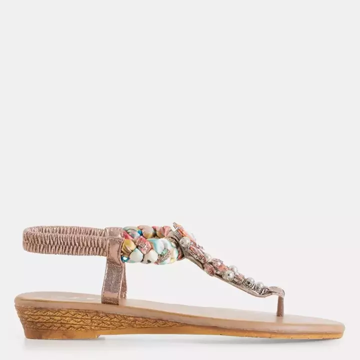 OUTLET Flip-Flops mit roségoldenen Verzierungen Gortenzja - Schuhe
