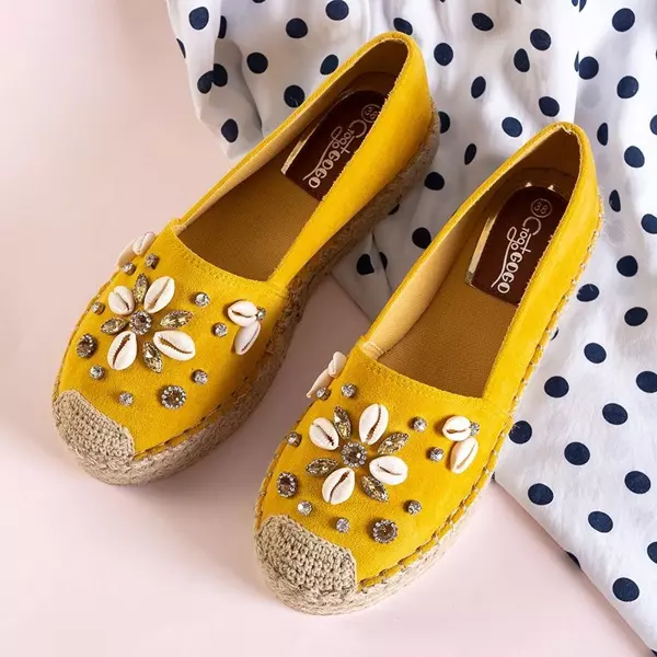 OUTLET Gelbe Damen-Espadrilles mit Loranda-Dekoration - Schuhe