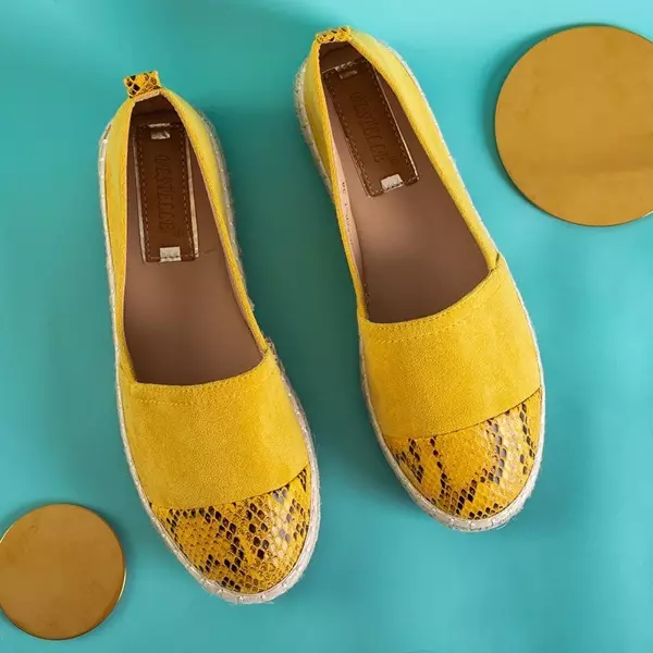OUTLET Gelbe Damen-Espadrilles mit Tierprägung Lenda - Schuhe