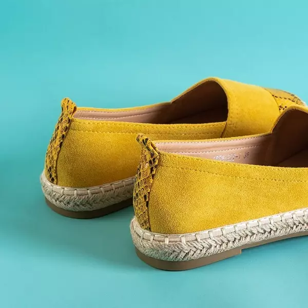 OUTLET Gelbe Damen-Espadrilles mit Tierprägung Lenda - Schuhe