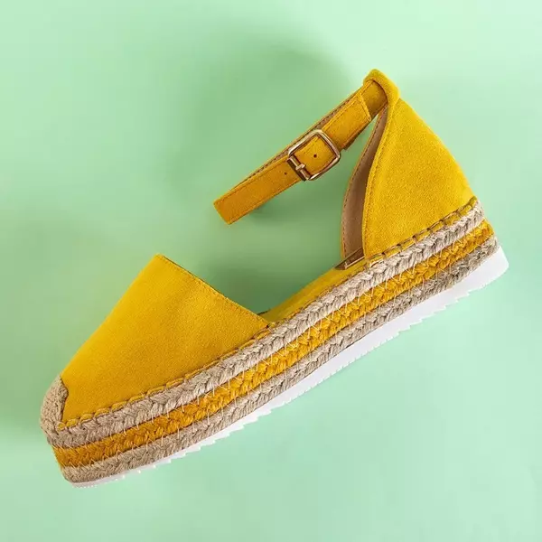 OUTLET Gelbe Damensandalen a'la espadrilles auf der Palira-Shoes-Plattform