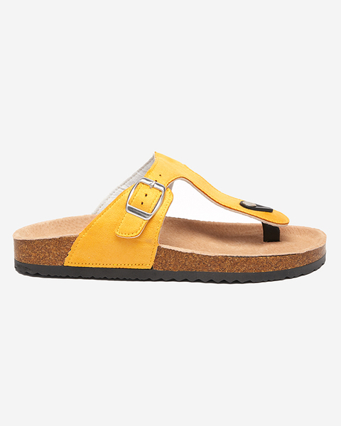 OUTLET Gelbe Öko-Wildleder-Flip-Flops für Damen Sodifo- Schuhe