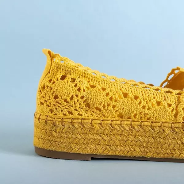 OUTLET Gelbe durchbrochene Espadrilles für Frauen auf der Abra-Plattform - Schuhe