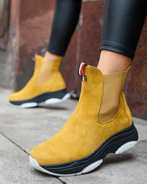 OUTLET Gelbe isolierte Damenstiefel aus Öko-Wildleder Ducti - Footwear