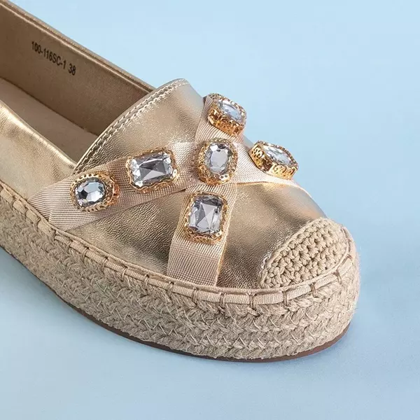 OUTLET Gold Damen-Espadrilles mit Erilla-Kristallen - Schuhe