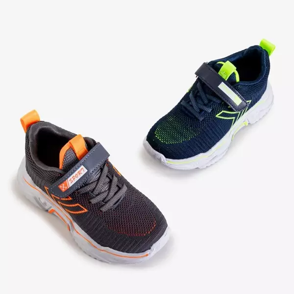 OUTLET Graue Jungen-Sportschuhe mit orangefarbenen Lorana-Einsätzen - Schuhe