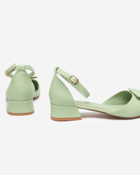 OUTLET Grüne Damenpumps mit flachem Beriji-Absatz - Schuhe