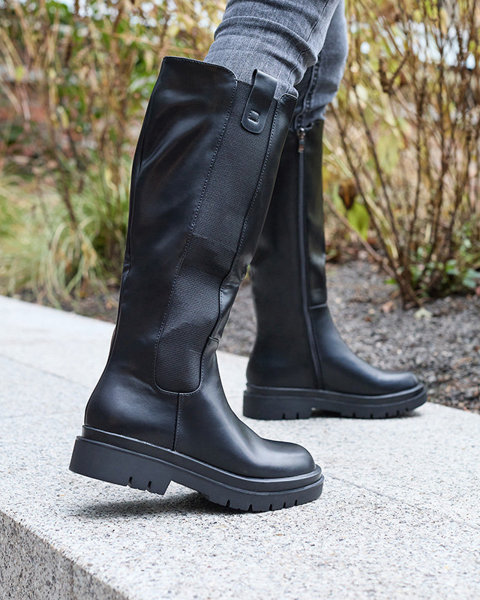 OUTLET Kniehohe Damenstiefel aus Öko-Leder in schwarzer Farbe Orikas - Footwear