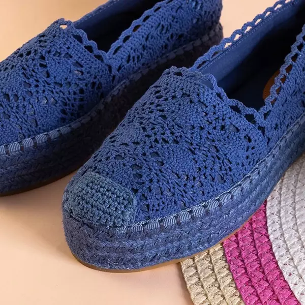 OUTLET Kobalt-Openp-Espadrilles für Frauen auf der Abra-Plattform - Schuhe