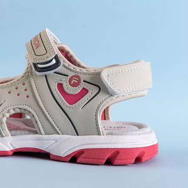 OUTLET Ligs Sandalen mit Klettverschluss für Kinder in Beige - Schuhe