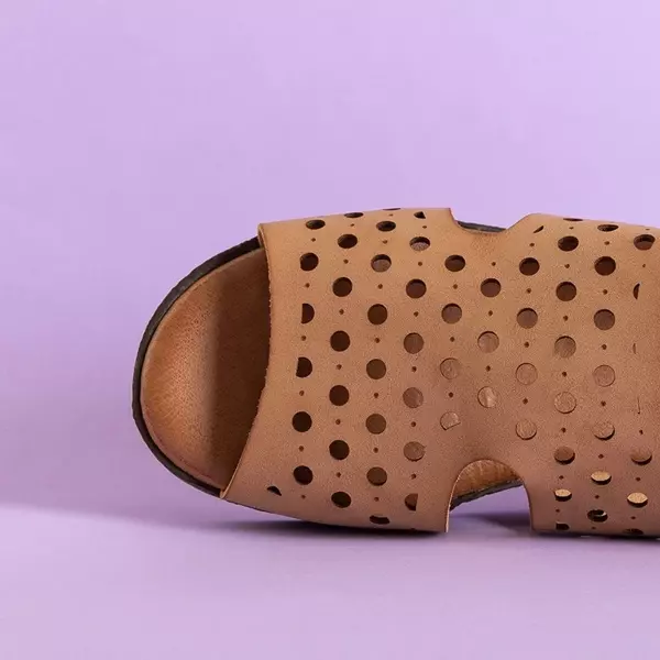 OUTLET Lionetta beige durchbrochene Sandalen für Damen - Schuhe