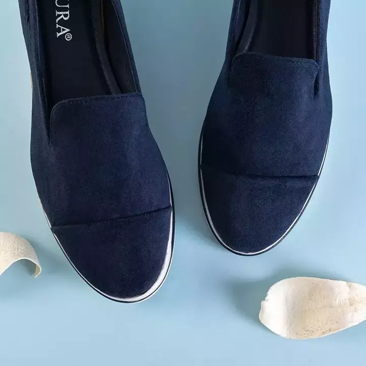 OUTLET Marineblaue Loafer für Damen mit niedrigem Keilabsatz Dardariel - Schuhe