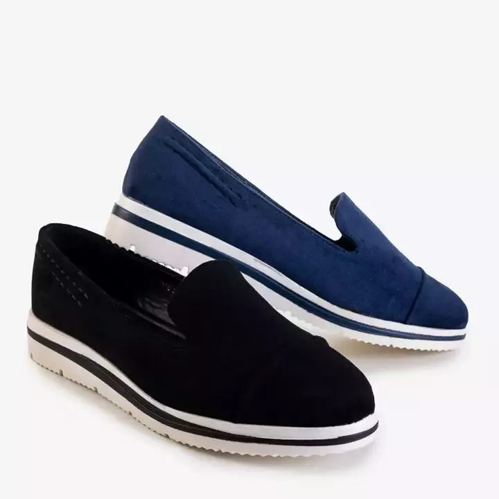 OUTLET Marineblaue Loafer für Damen mit niedrigem Keilabsatz Dardariel - Schuhe