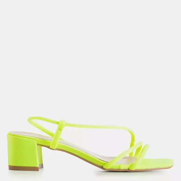 OUTLET Neongrüne Damensandalen auf niedrigem Polika-Pfosten - Schuhe