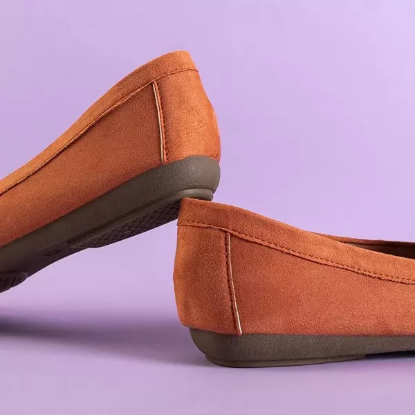 OUTLET Orange Damen-Loafer aus Öko-Wildleder Leoncja - Schuhe