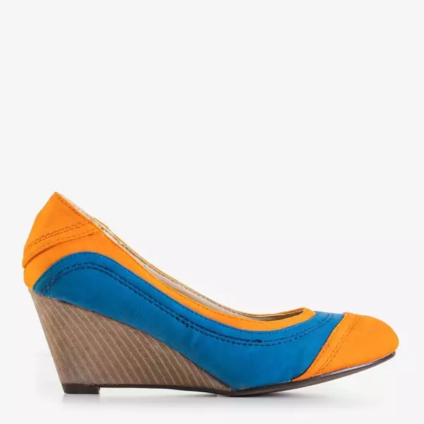 OUTLET Orange und blaue Damenkeilpumps Linnea - Schuhe
