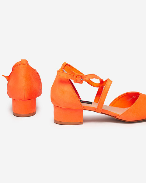 OUTLET Pumps für Damen mit flachem Absatz in neonorangen Wohasi-Schuhen