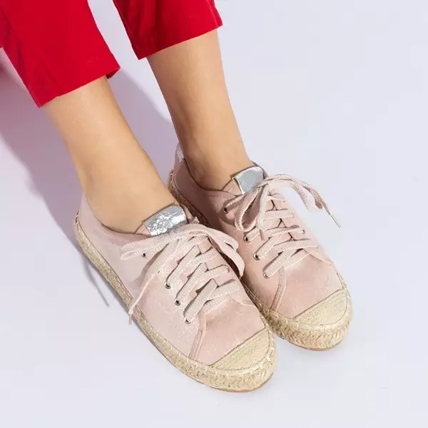 OUTLET Rosa Damen-Sneaker a'la Espadrilles auf der Wolla-Plattform - Schuhe