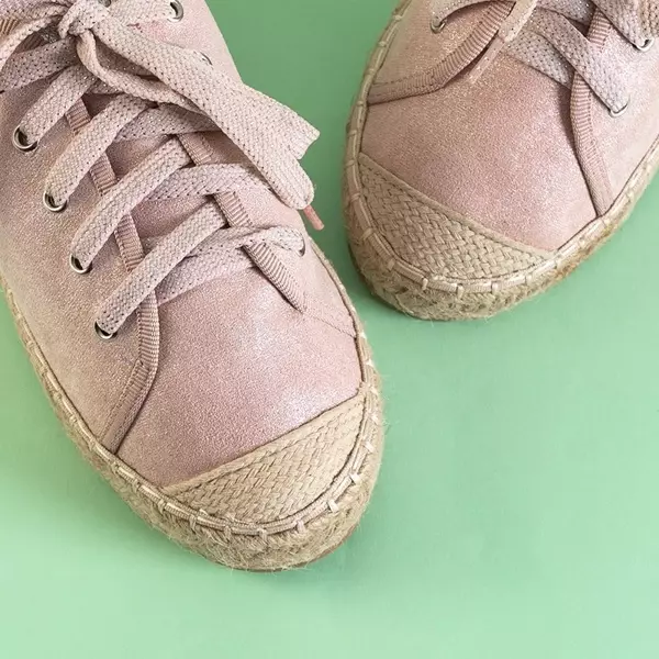 OUTLET Rosa Damen-Sneaker a'la Espadrilles auf der Wolla-Plattform - Schuhe
