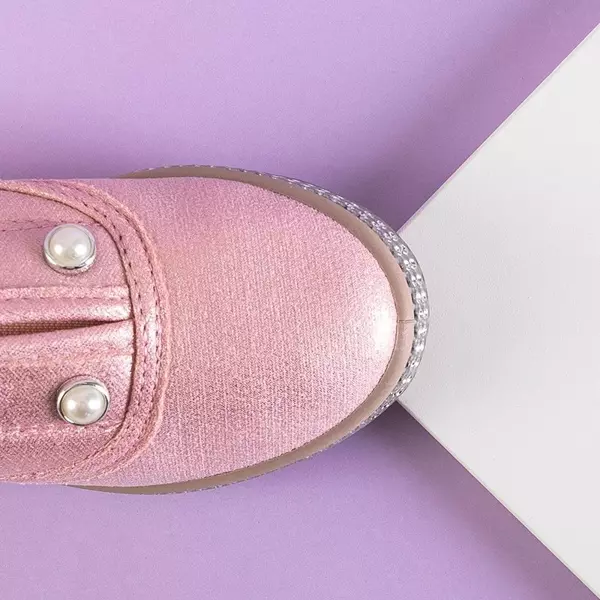 OUTLET Rosa Kinder-Slip-On-Sneakers mit Merin-Perlen - Schuhe