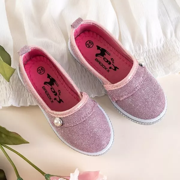 OUTLET Rosa Kinderballerinas mit Vual-Dekoration - Schuhe