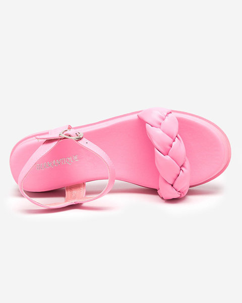 OUTLET Rosafarbene Damensandalen mit geflochtenem Gürtel Kafha - Schuhe