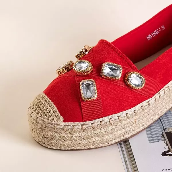 OUTLET Rote Damen-Espadrilles mit Erilla-Kristallen - Schuhe