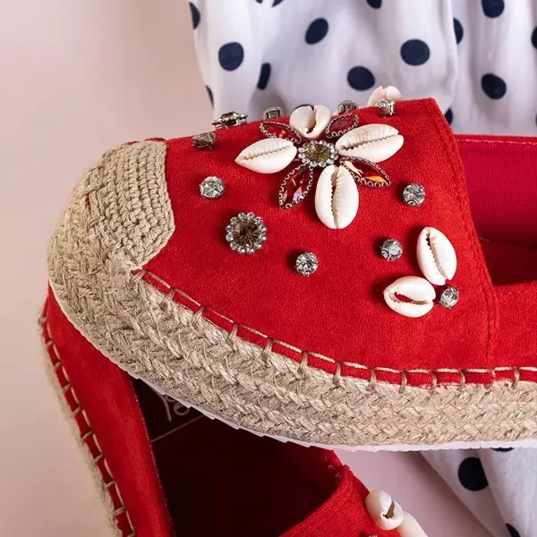 OUTLET Rote Damen-Espadrilles mit Loranda-Dekoration - Schuhe