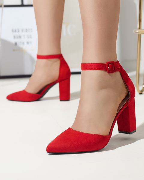 OUTLET Rote Damen-Pumps auf einem Pfosten Reifini- Footwear