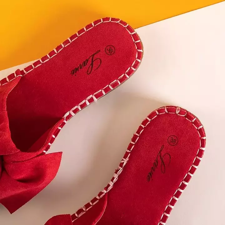 OUTLET Rote Damenhausschuhe mit Schleife Bonehas - Schuhe