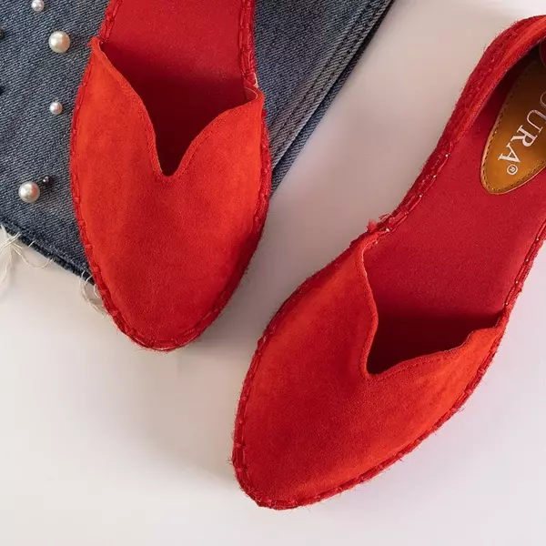 OUTLET Rote Damensandalen a'la espadrilles auf der Monata-Plattform - Schuhe