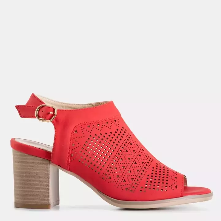 OUTLET Rote durchbrochene Sandalen für Damen am Elvey Post - Schuhe