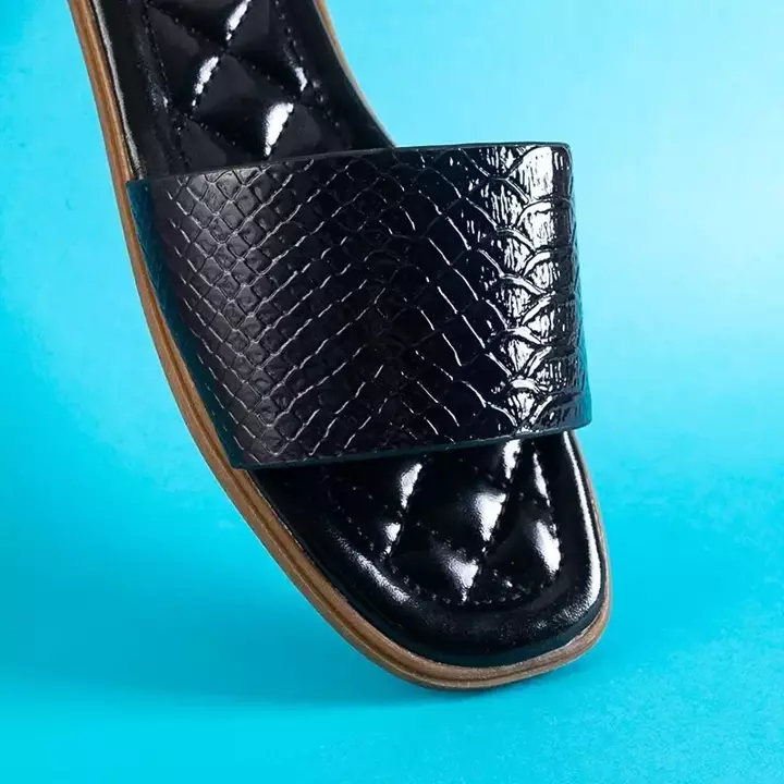 OUTLET Schwarz lackierte Serenis-Hausschuhe für Damen - Schuhe