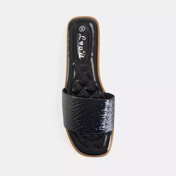 OUTLET Schwarz lackierte Serenis-Hausschuhe für Damen - Schuhe