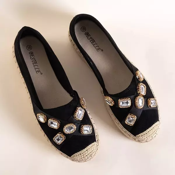 OUTLET Schwarze Damen-Espadrilles mit Erilla-Kristallen - Schuhe