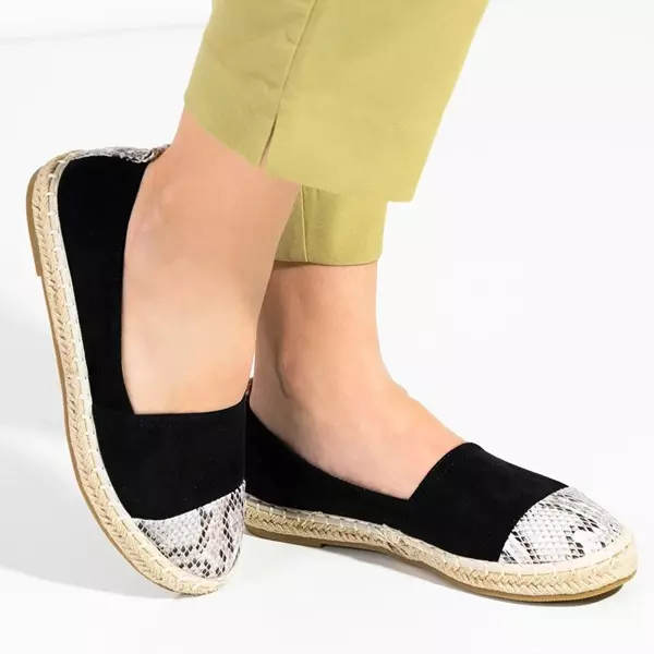 OUTLET Schwarze Damen-Espadrilles mit Tierprägung in brauner Lenda-Farbe - Schuhe