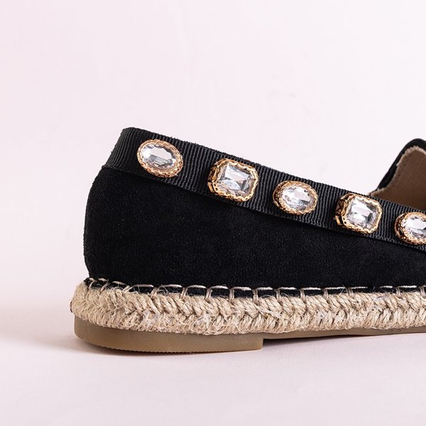 OUTLET Schwarze Damen-Espadrilles mit Wamba-Kristallen - Schuhe