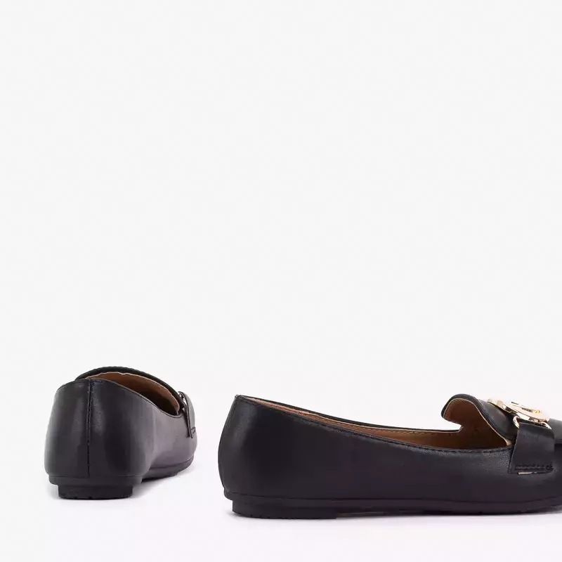 OUTLET Schwarze Damen-Loafer mit goldener Verzierung Harrys - Footwear