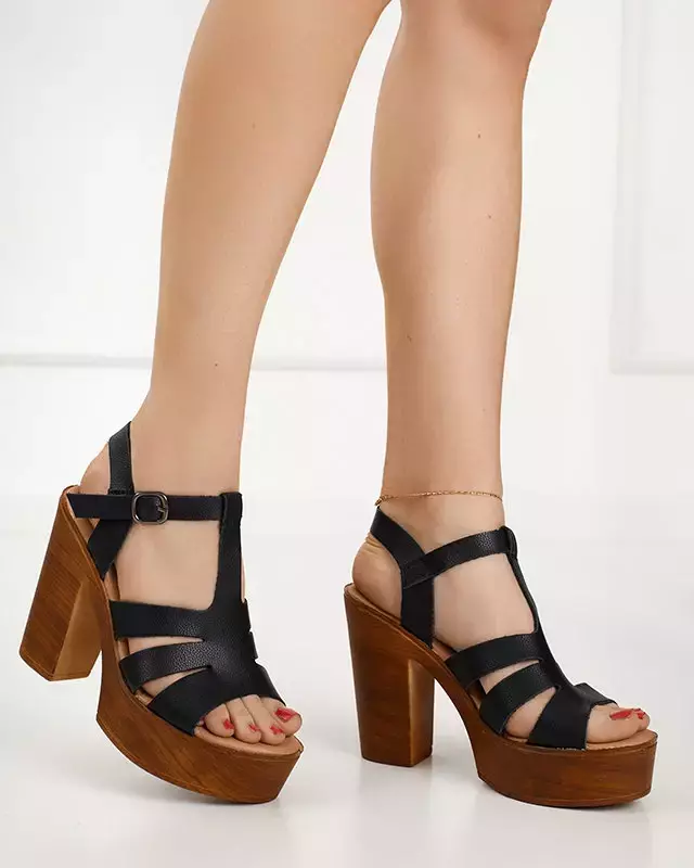 OUTLET Schwarze Damen-Sandalen mit hohem Absatz Mianka - Schuhe