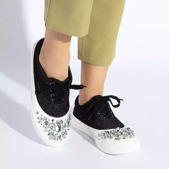 OUTLET Schwarze Damen-Sneaker mit Verzierungen Anahel - Schuhe