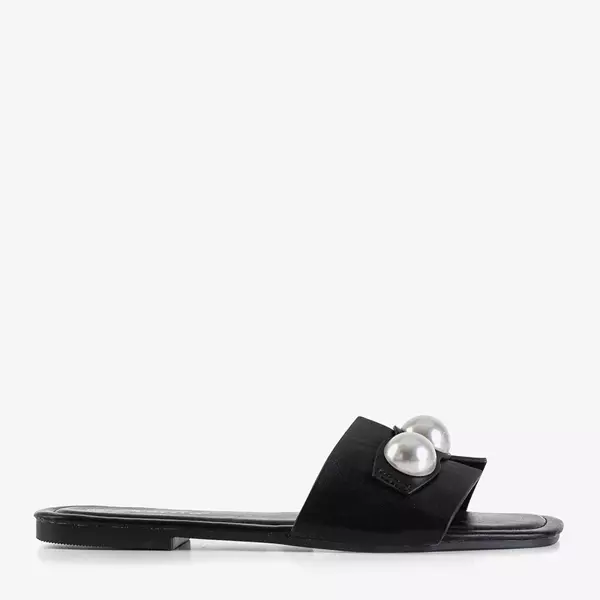OUTLET Schwarze Damenhausschuhe mit Perlen Teonilla - Schuhe