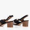 OUTLET Schwarze Damensandalen auf einem höheren Pfosten mit glitzernden Einsätzen Galia - Shoes